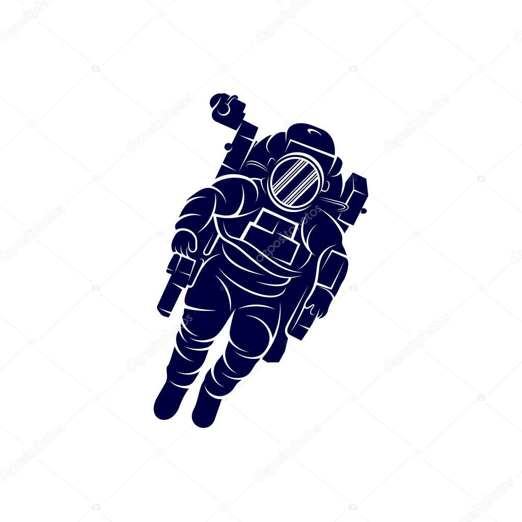 Astronaut design vector template, Astronaut in space icon, white background, spacesuit, helmet, planet, satellite, alien, vector illustration