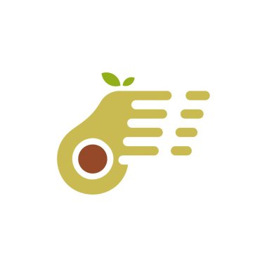 Avokado meyve logosu şablonu. Hızlı Avokado vektör tasarımı. Sağlıklı gıda logosu