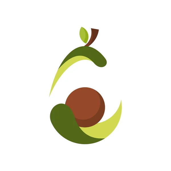 Avokado meyve logosu şablonu. Avokado yarısı yaprak vektör tasarımlı. Sağlıklı gıda logosu