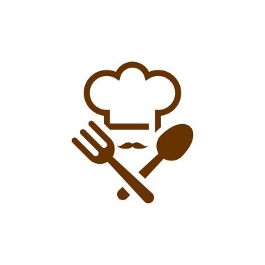 Kaşık ve Çatal Logo Tasarım Şablon Vektörü, Simge Sembolü, Yaratıcı Tasarım Konsepti ile Şef Şapka