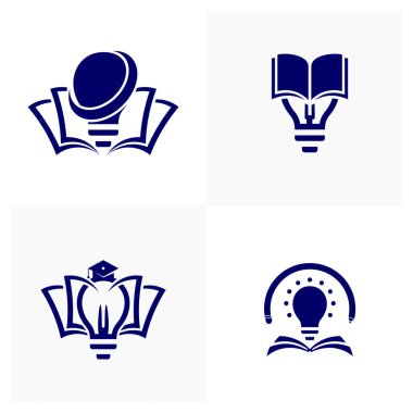 Eğitim logosu tasarımı, vektör illüstrasyonu, kavram tasarım logosu seti.
