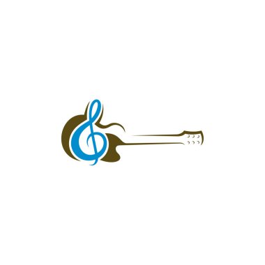 Gitar logosu tasarım vektör şablonu. Basit elektro gitar vektör simgeleri kümesi