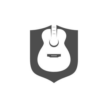 Kalkan Gitar tasarım vektör şablonu. Basit elektro gitar vektör simgeleri kümesi