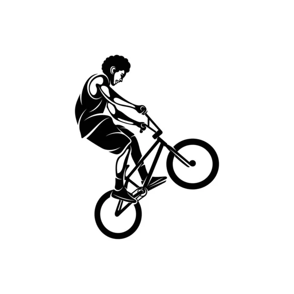 Bmx Ryttare Design Vektor Mall Illustration Silhuett — Stock vektor