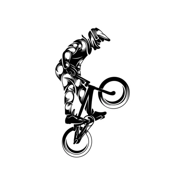 Plantilla Vectorial Diseño Bmx Rider Ilustración Silueta — Vector de stock