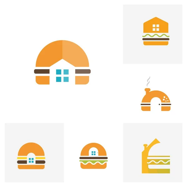 Sada Designu Loga Burger Koncepty Design Loga Burger Pekárny Vektor — Stockový vektor