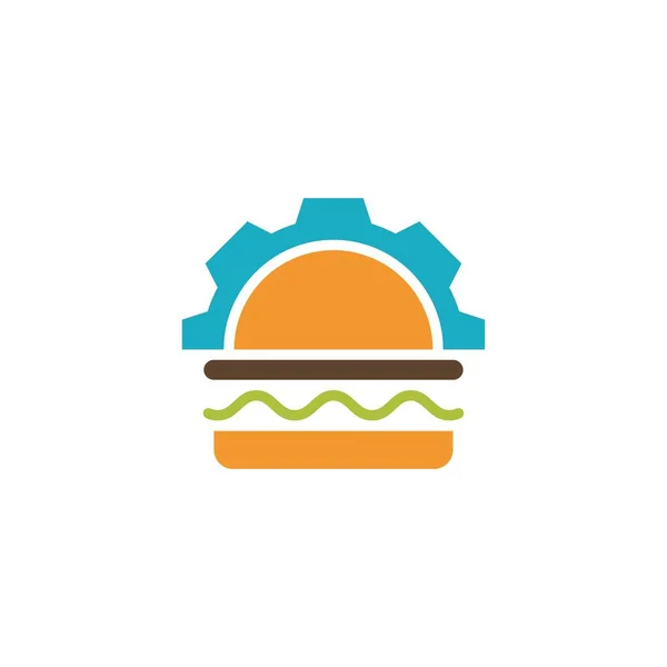 Burger Převodovkou Logo Design Template Burger Pekařství Logo Design Vektor — Stockový vektor