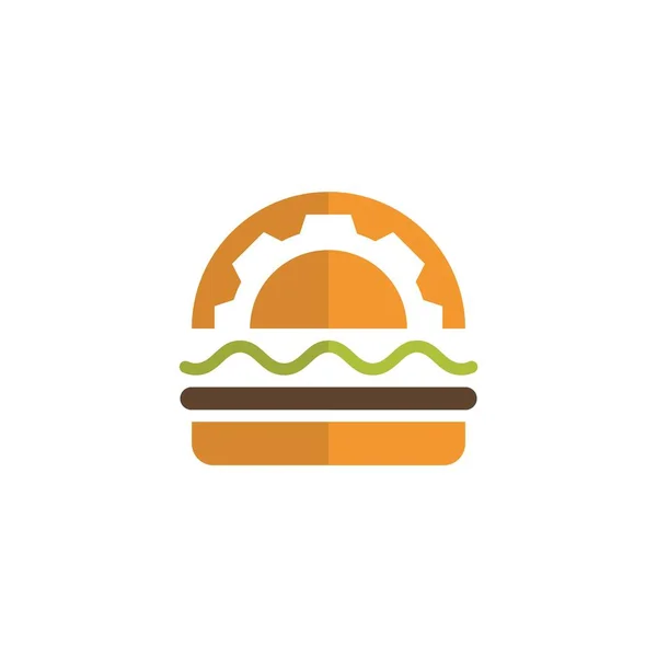 Burger Převodovkou Logo Design Template Burger Pekařství Logo Design Vektor — Stockový vektor