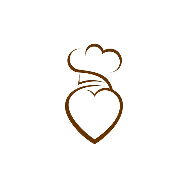 Cappello Chef Con Amore Logo Design Template Vector Simbolo Icona — Vettoriale Stock