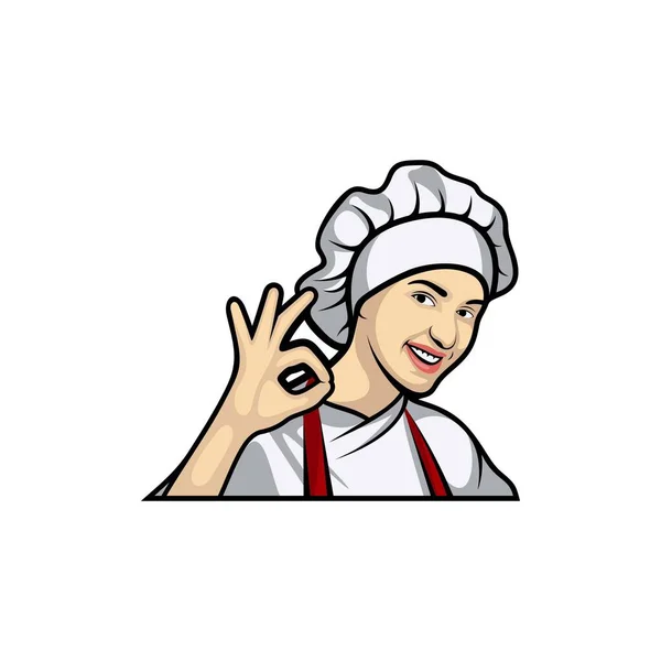 Personagem Chef Logo Design Template Vector Símbolo Ícone Conceitos Design — Vetor de Stock