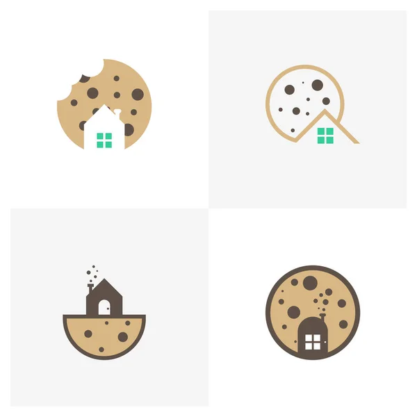 Conjunto Cookies Caseiros Logo Design Vector Template Símbolo Ícone Conceitos — Vetor de Stock