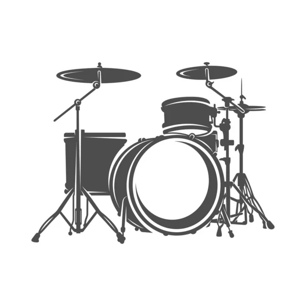 Realistico Drum Design Vector Silhouette Drum Illustrazione Vettoriale — Vettoriale Stock