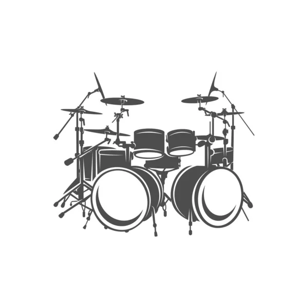 Realistický Drum Design Vector Silueta Bubnu Vektorová Ilustrace — Stockový vektor