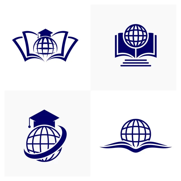 Conjunto Diseño Del Icono Del Logotipo Educación Ilustración Del Vector — Archivo Imágenes Vectoriales