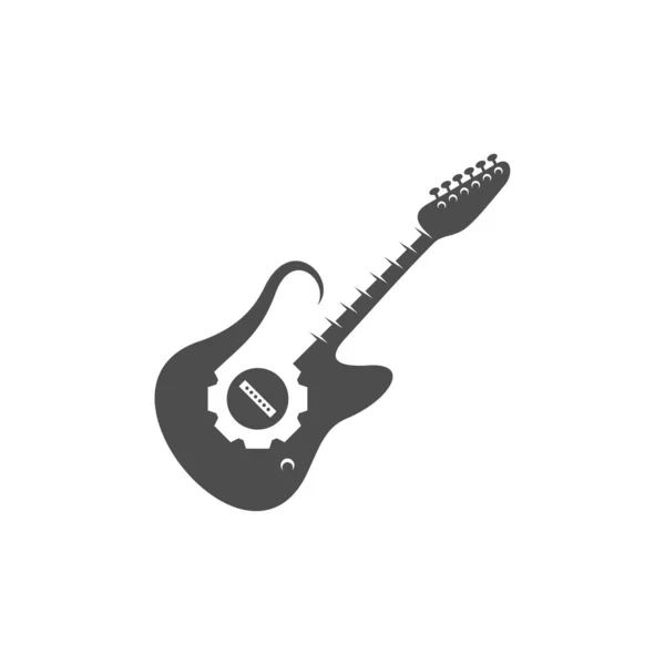 Gitaar Met Vistuig Ontwerp Vector Template Eenvoudige Set Van Elektrische — Stockvector