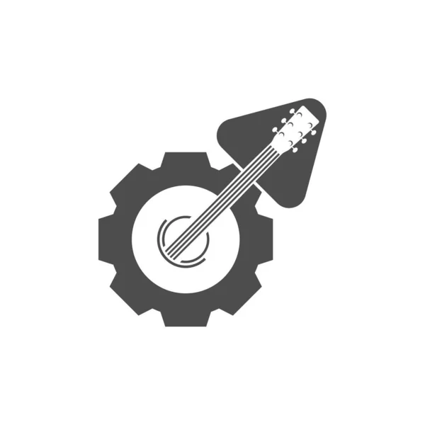 Guitarra Con Plantilla Vectorial Diseño Engranajes Conjunto Simple Iconos Vectores — Archivo Imágenes Vectoriales