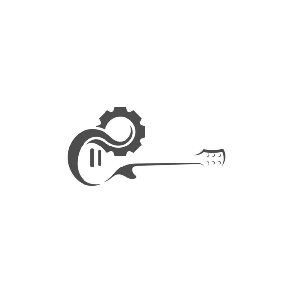 Guitarra Con Plantilla Vectorial Diseño Engranajes Conjunto Simple Iconos Vectores — Archivo Imágenes Vectoriales