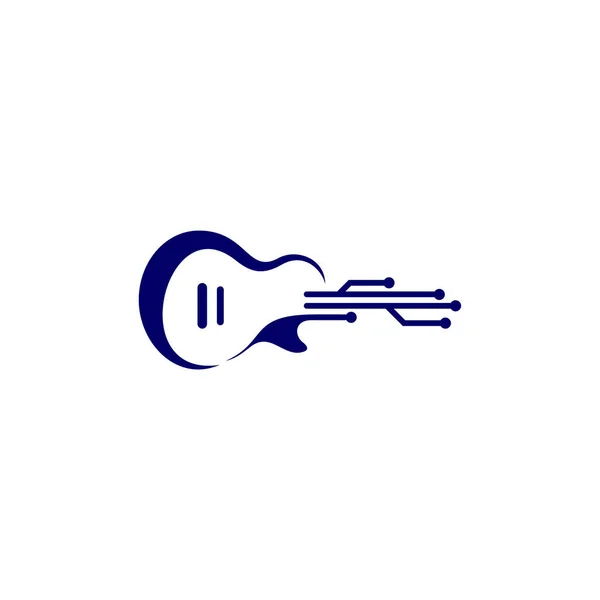 Tech Guitar Diseño Plantilla Vectorial Conjunto Simple Iconos Vectores Guitarra — Archivo Imágenes Vectoriales