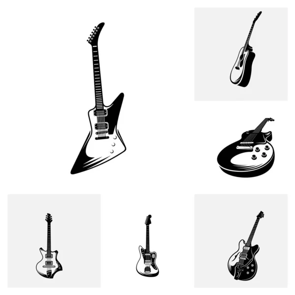 Set Von Design Vektorvorlagen Für Elektrogitarren Einfaches Set Von Vektor — Stockvektor