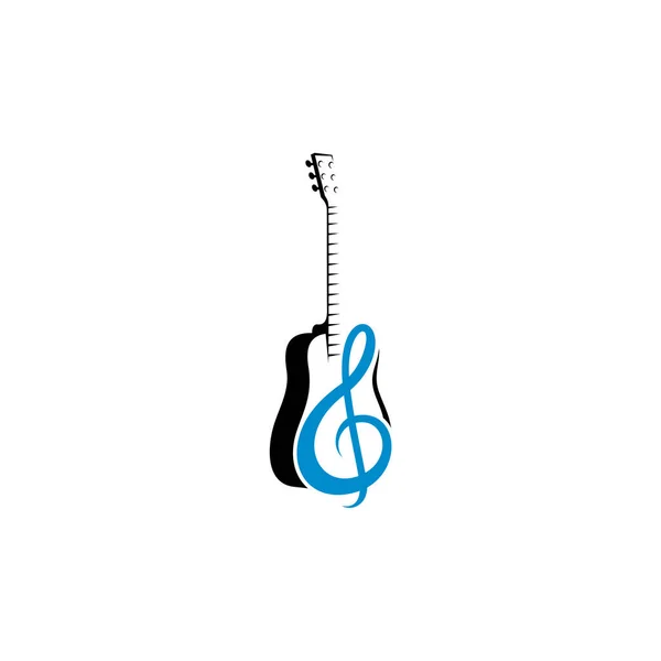 Gitarren Logo Konzept Design Vektor Vorlage Einfaches Set Von Vektor — Stockvektor