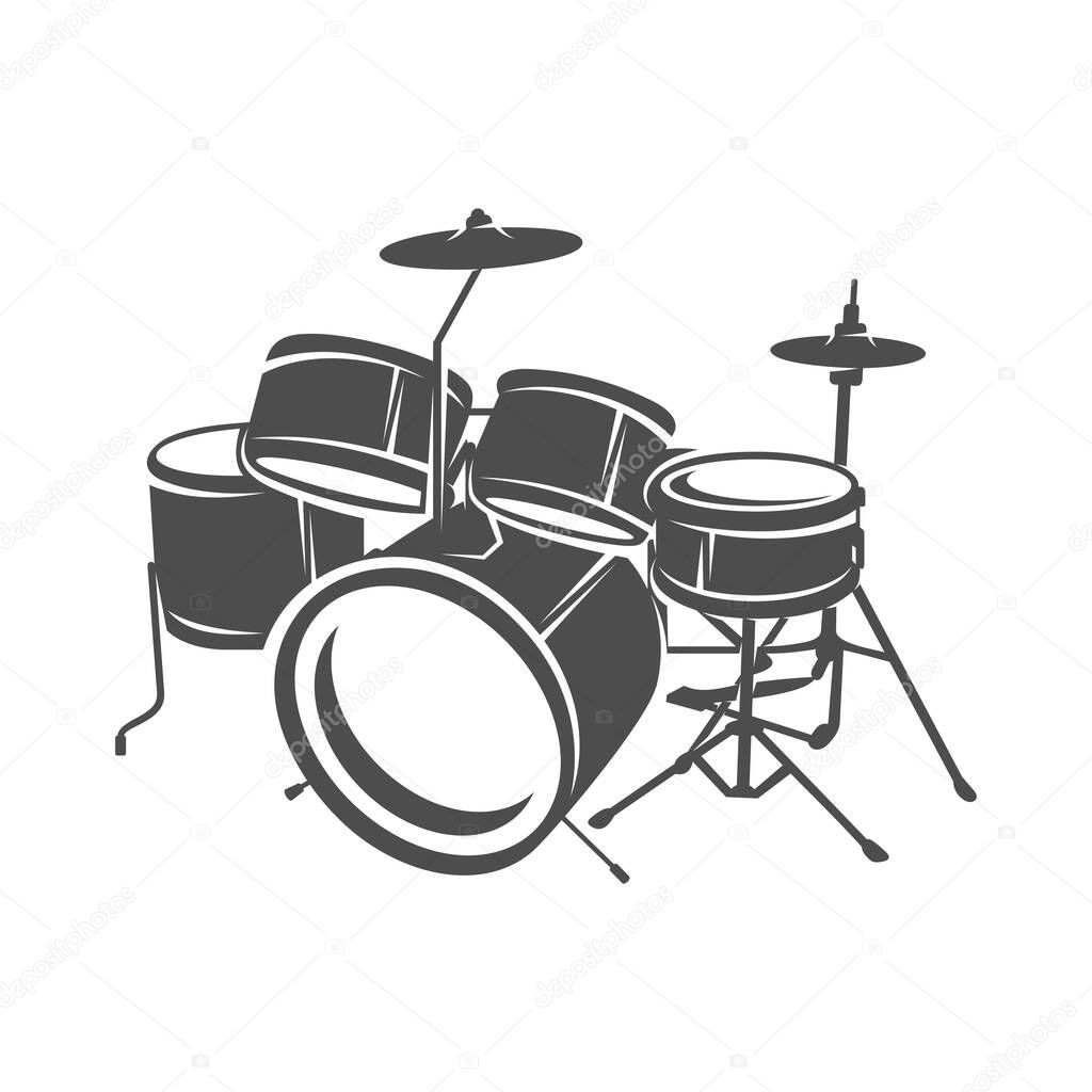 Realistic Drum Design Vector. Silhouette of Drum. Vector illustration