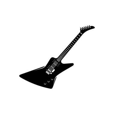 Elektro gitar tasarım vektör şablonu. Basit elektro gitar vektör simgeleri kümesi