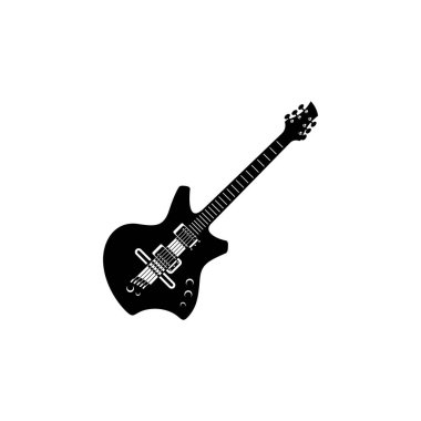 Elektro gitar tasarım vektör şablonu. Basit elektro gitar vektör simgeleri kümesi