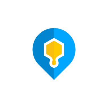 Bal logosu tasarımı, Vektör illüstrasyonu, Point Honey Logo Tasarımı Konsepti. Gıda logo şablonu