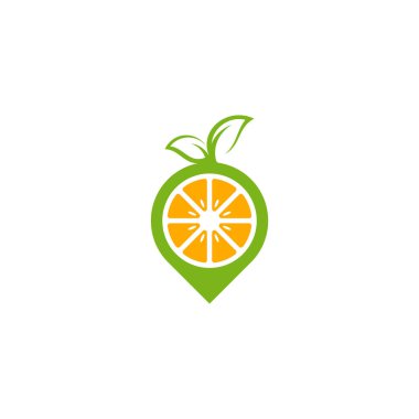 Modern taze turuncu logo vektör illüstrasyonlu nokta, Taze Portakal Dilimi Logo Tasarım Şablonu