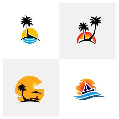 Summer Beach logo tasarım vektörü, plaj logosu tasarım konsepti, yaratıcı simge