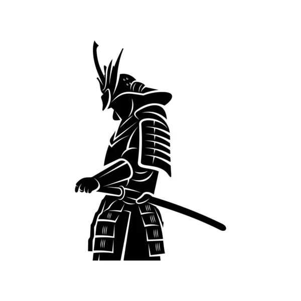 Samurai Prajurit Logo Desain Vektor Siluet Samurai Ilustrasi Templat - Stok Vektor