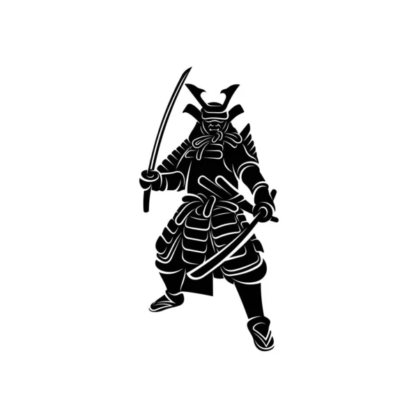 Samurai Prajurit Logo Desain Vektor Siluet Samurai Ilustrasi Templat - Stok Vektor
