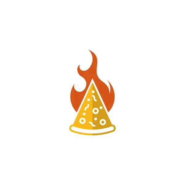 Pizza Λογότυπο Εικονίδιο Σχεδιασμό Διανυσματική Απεικόνιση Pizza Φωτιά Concept Σχεδιασμό — Διανυσματικό Αρχείο