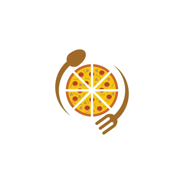 Pizza Logotyp Ikon Design Vektor Illustration Pizza Concept Design Logotyp — Stock vektor