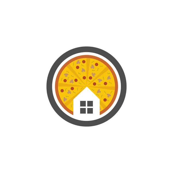 Pizza Logotyp Ikon Design Vektor Illustration House Pizza Concept Design — Stock vektor