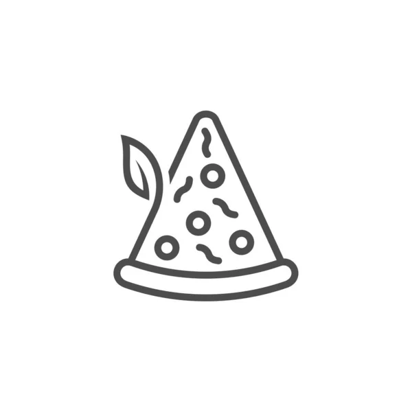 Pizza Logo Ikon Design Vektor Illustration Pizza Med Blad Koncept — Stock vektor