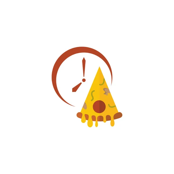 Pizza Logotyp Ikon Design Vektor Illustration Pizza Med Klocka Koncept — Stock vektor