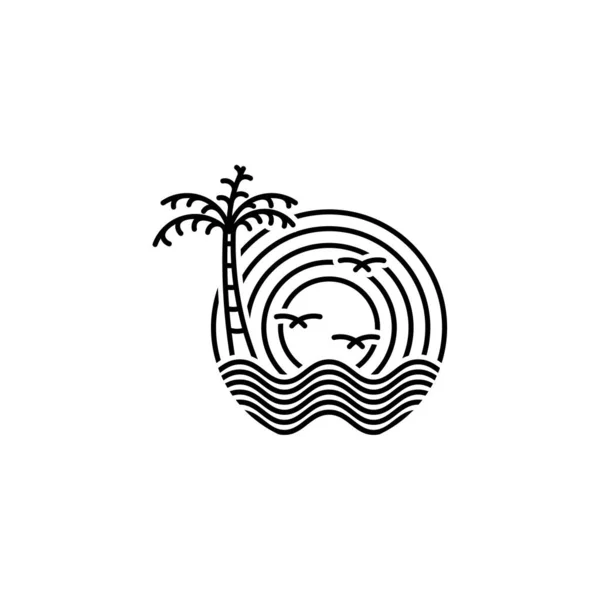 夏のビーチのロゴデザインベクトル ビーチのロゴテンプレートのデザインコンセプト 創造的なアイコン — ストックベクタ