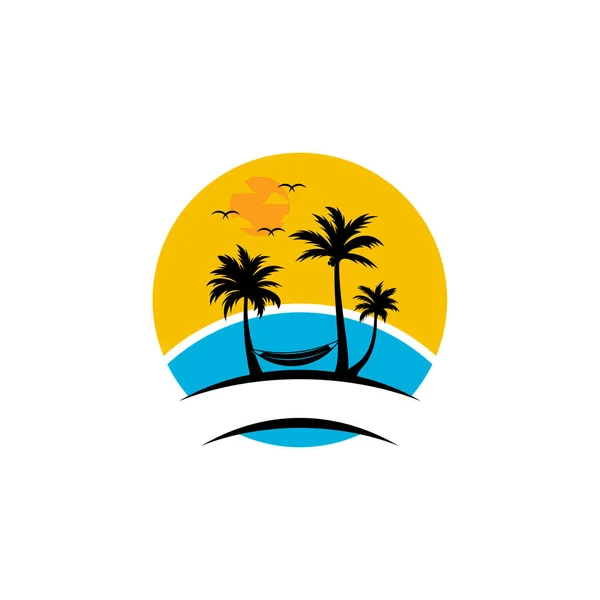 Verano Beach Logo Design Vector Beach Logo Template Design Concept — Vector de stock