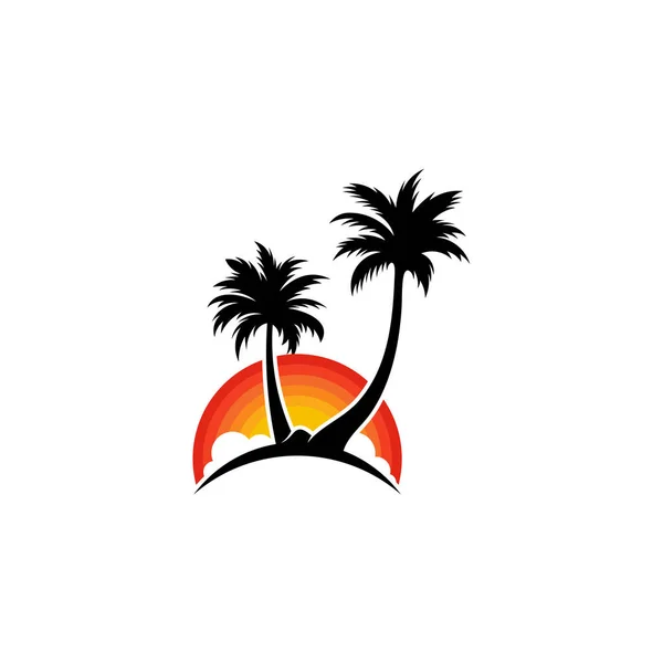 Verano Beach Logo Design Vector Beach Logo Template Design Concept — Vector de stock