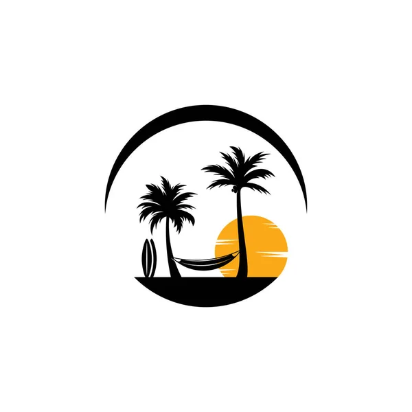 Verano Beach Logo Design Vector Beach Logo Template Design Concept — Vector de stock