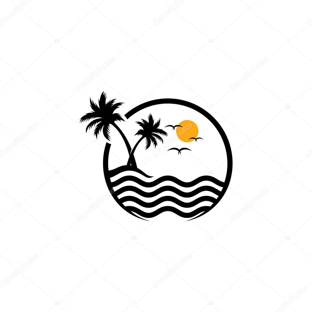 Summer Beach logo design Vector, Beach logo template design concept, Creative icon