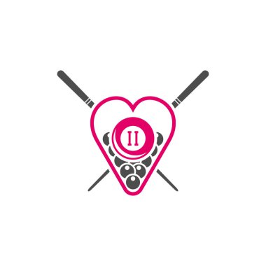 Bayılırım bilardo logo tasarım vektörüne. Bilardo salonu için spor etiketleri. Bilardo kulübü logosu şablonu.