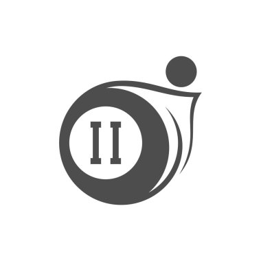 İnsan logosu tasarım vektörlü bilardo. Bilardo salonu için spor etiketleri. Bilardo kulübü logosu şablonu.