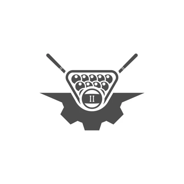 Biljard Med Gear Logo Design Vektor Sport Etiketter För Poolrum — Stock vektor