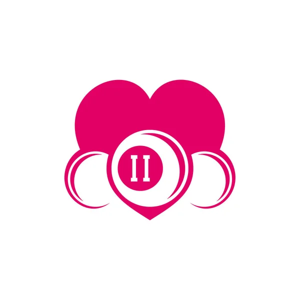 Love Billiards Logo Design Vector Etichette Sportive Piscina Modello Logo — Vettoriale Stock