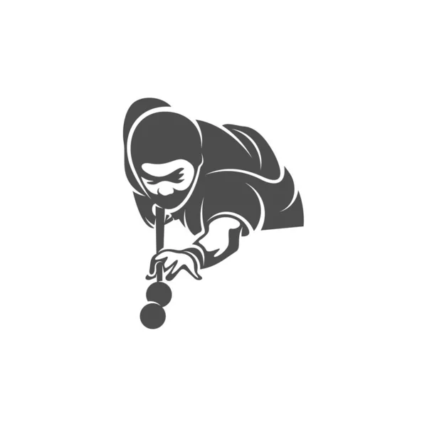 Speler Biljart Logo Ontwerp Vector Illustratie Biljart Voor Silhouetspelers — Stockvector