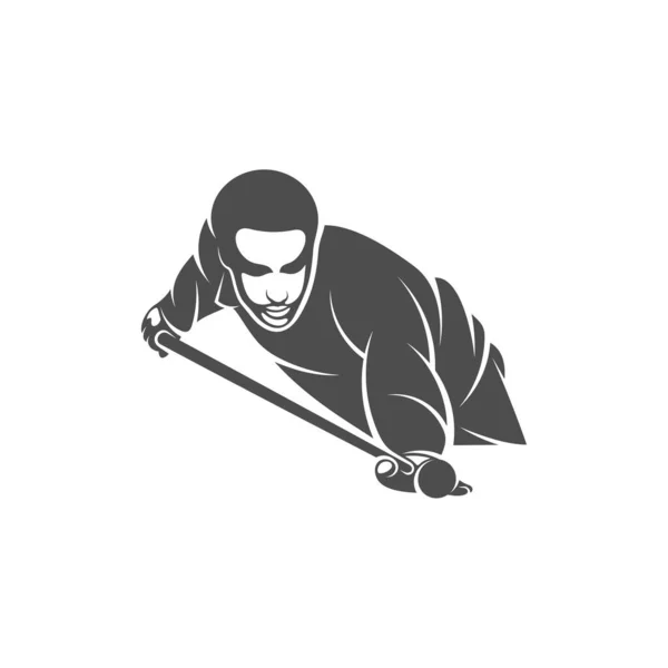 Speler Biljart Logo Ontwerp Vector Illustratie Biljart Voor Silhouetspelers — Stockvector