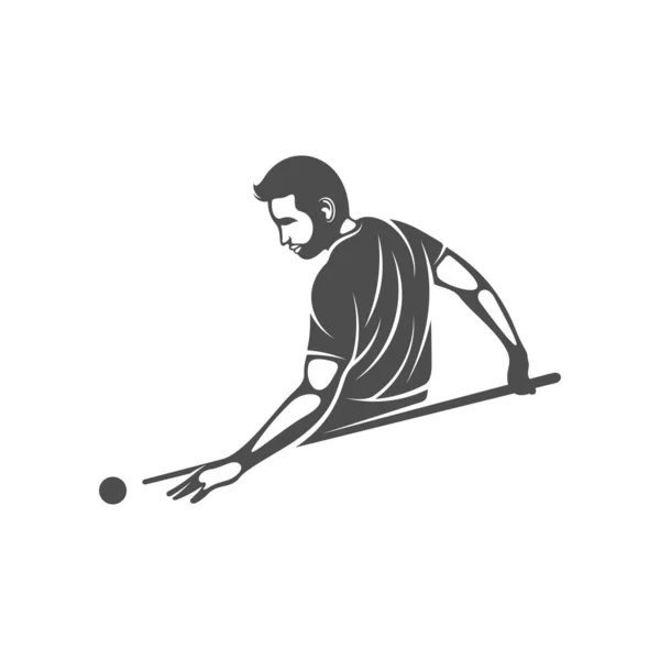 Spieler Billard Logo Design Vektor Illustration Billard Für Silhouettenspieler — Stockvektor