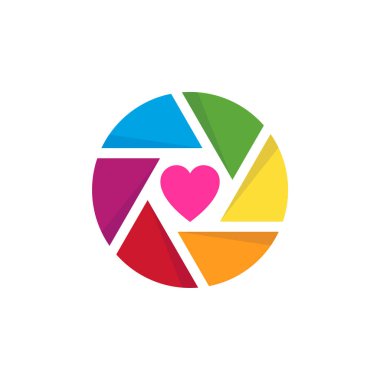 Love Camera logo tasarım vektör şablonu, Kamera Fotoğrafçılık logosu kavramları